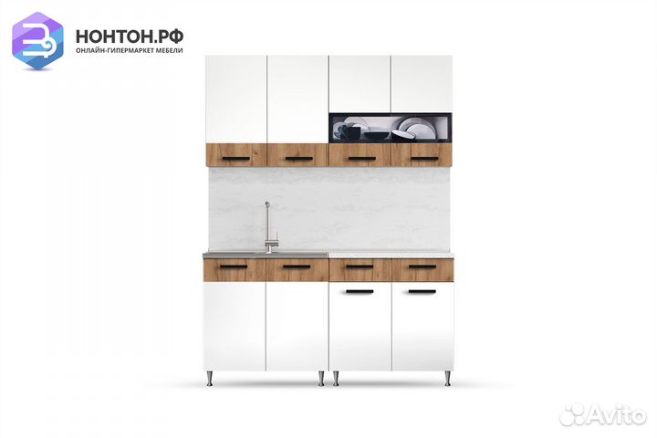 Кухня Рио 1.6 м белый / дуб крафт