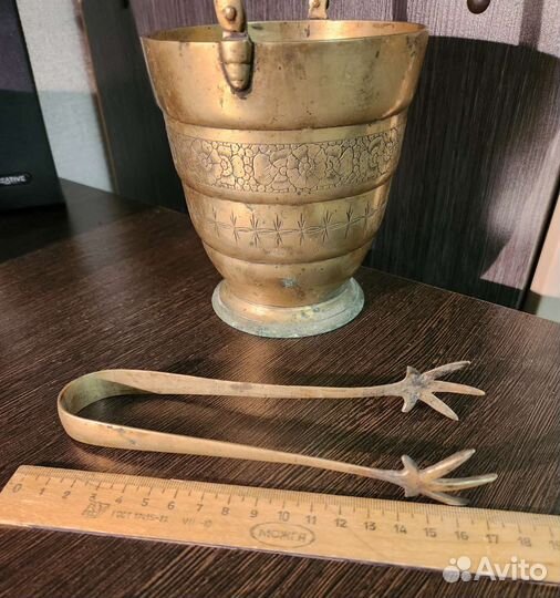 Ведро для льда с щипцами старое