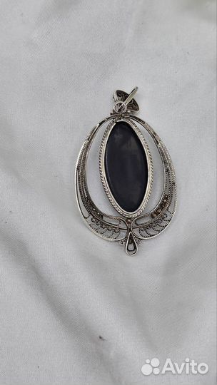 Винтажная сер. подвеска СССР Раух топаз