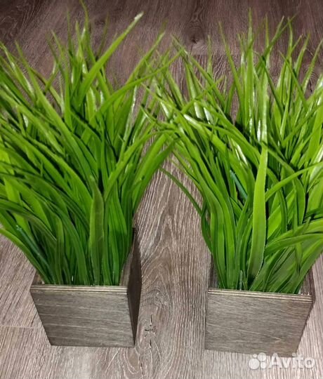 Искусственные цветы в горшке трава в кашпо растени