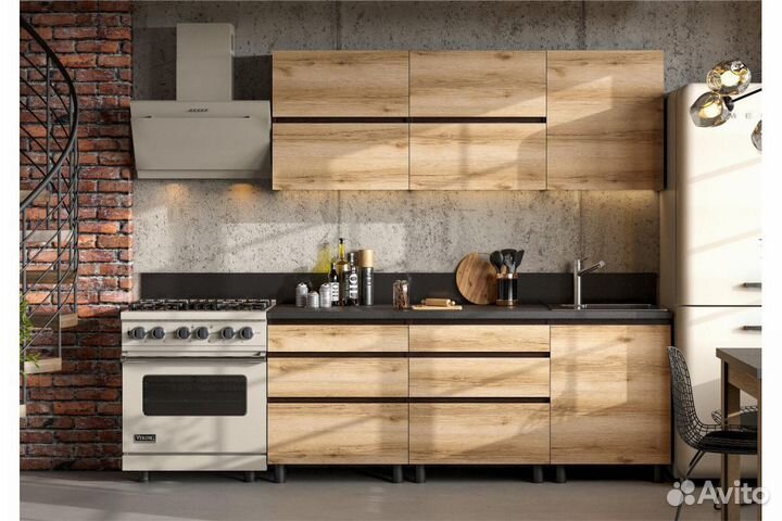 Кухня новая 2.0м стильная топ цельная столешница