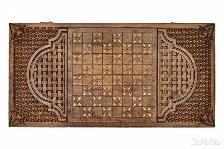 Нарды и шашки резные Гладиатор перед боем 61 х 70 см бук Армения 62420