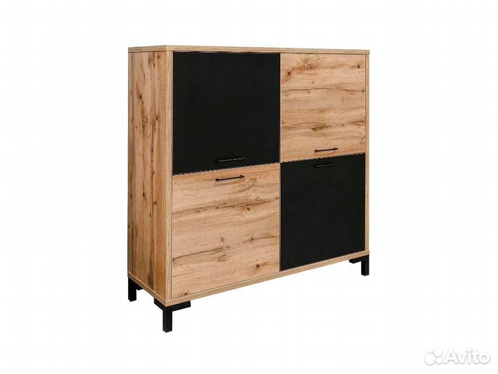 Тумба блэквуд, Дуб Вотан + чёрный, П556.05