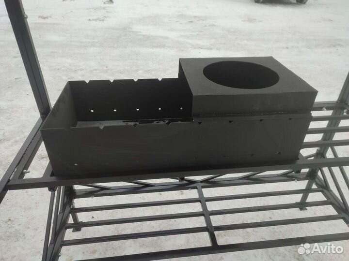 Мангал с печью под казан и крышей