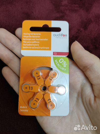 Батарейки для слуховых аппаратов +13