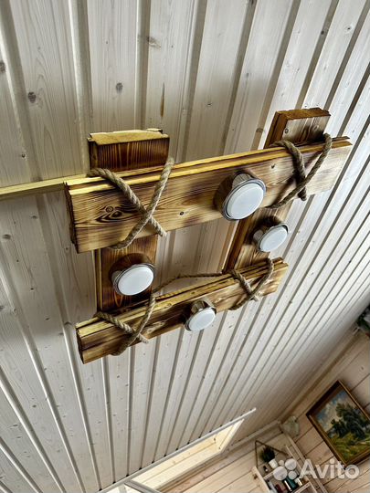 Люстра лофт из дерева