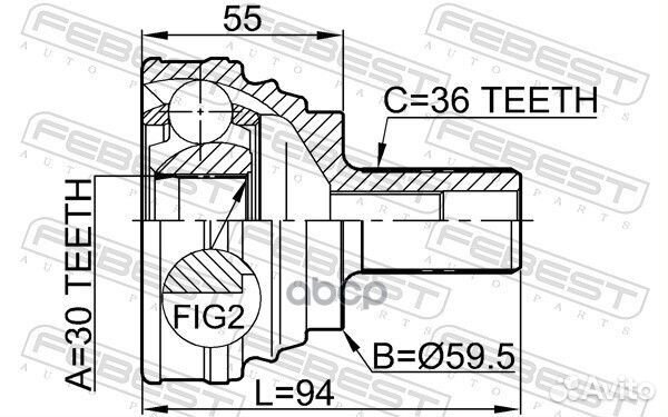 Шрус наружный 30x59.5x36 audi A3/S3/sportb./LIM