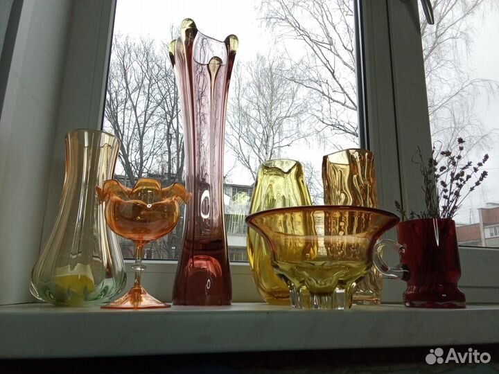Вазы цветное стекло