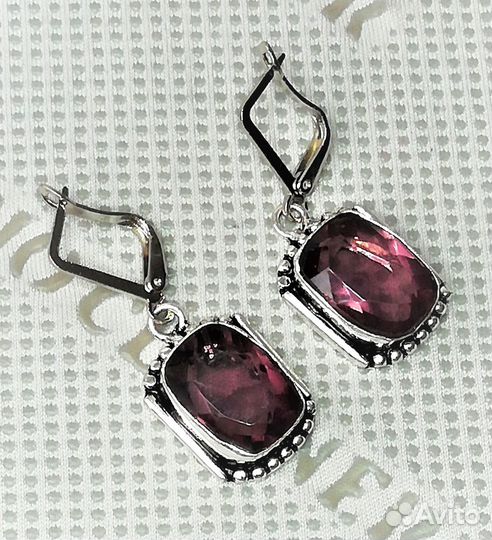 Серьги серебрение аметист С656