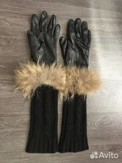 Перчатки женские кожаные высокие