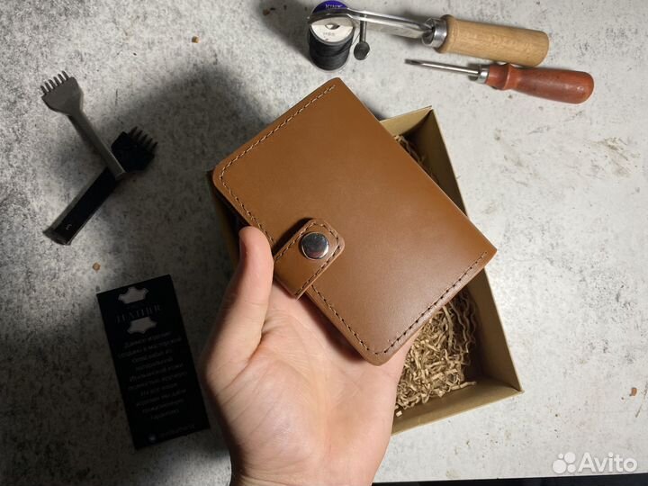 Обложка для автодокументов и паспорта из кожи