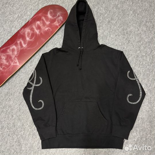 Supreme Rhinestone Script Hooded Оригинал