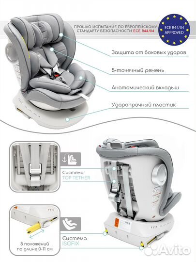 Детсое автокресло Champion с Isofix, 0-36 кг