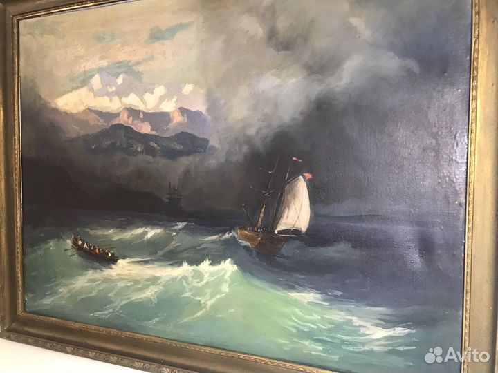 Старинная антикварная картина масло холст