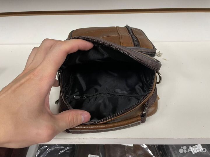 Сумка Барсетка кожаная мужская через плечо