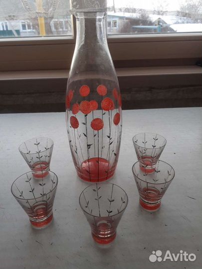 Графин со стопками советский стеклянный