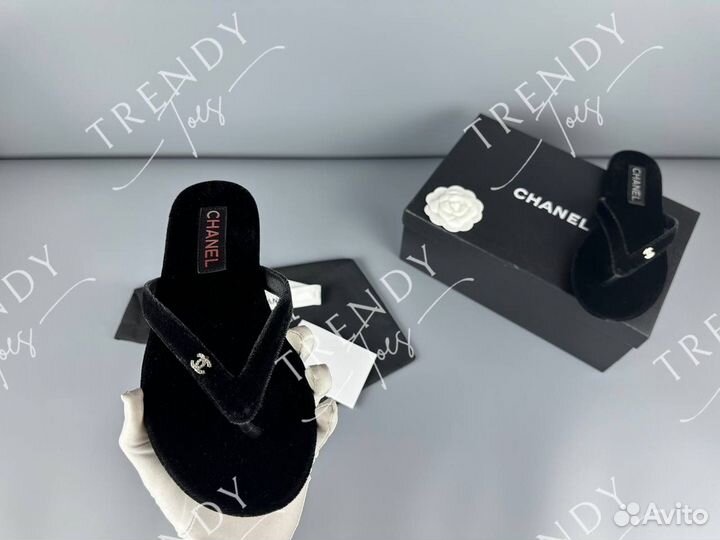 Тапочки женские Chanel бархатные