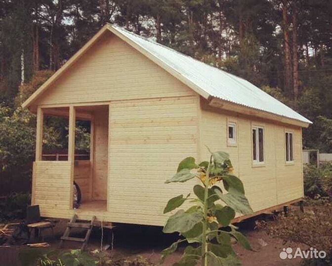 Каркасный садовые дом 4х8м с верандой для сезонног