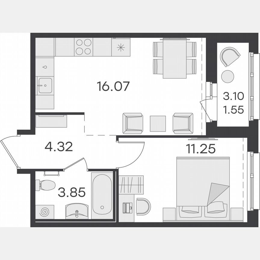 1-к. квартира, 37 м², 14/15 эт.
