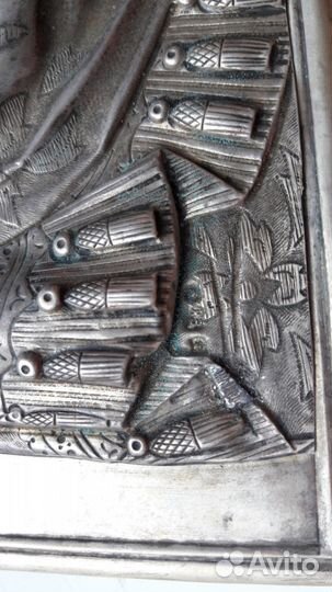 Икона Казанская божья матерь Серебро Эмаль