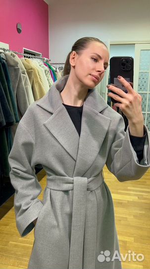 Пальто-халат женское серое премиум макси