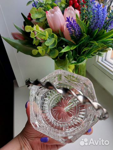 Посуда СССР хрусталь сахарница салатник лодочка