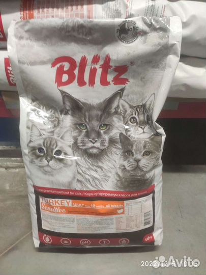 Корм для кошек Blitz Sensitive с Индейкой