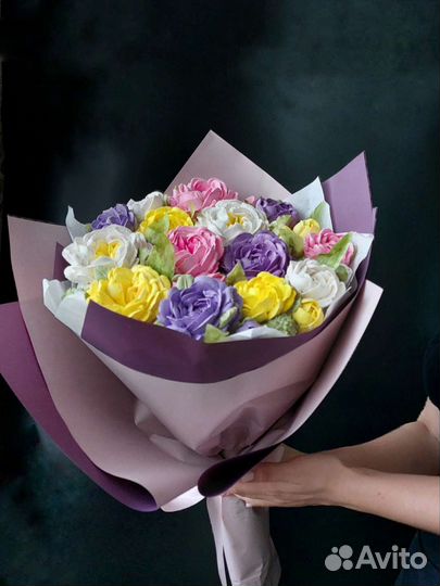 Съедобный букет из зефира. Зефирные цветы