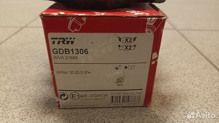 Колодки передние Golf 3/ Fabia/ Polo/ Vento