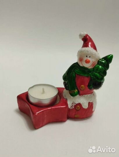 Подсвечник сувенир снеговик с елкой