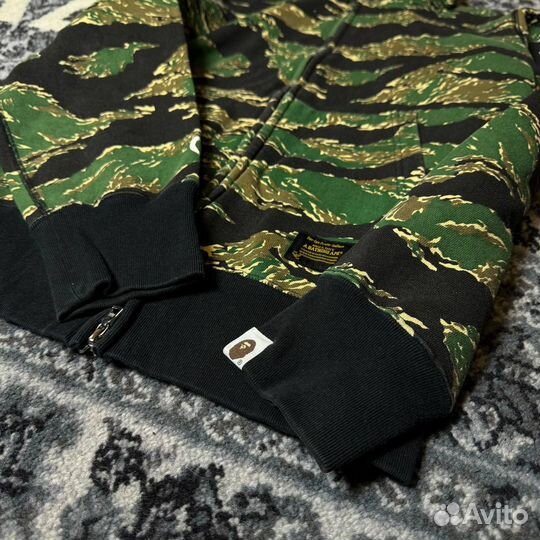 Худи A Bathing Ape Shark Full Zip Hoodie Forest