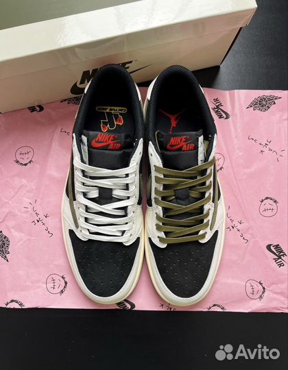 Кроссовки nike air jordan 1 low travis scott olive