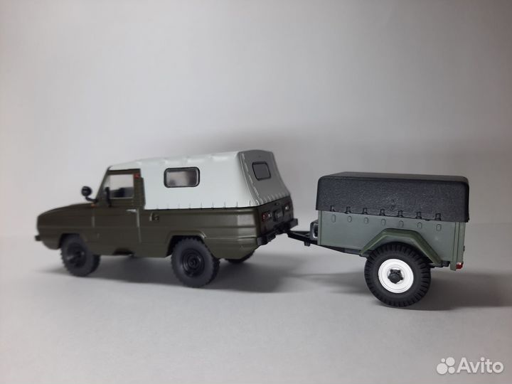 Модель УАЗ-3907 Ягуар с прицепом деагостини