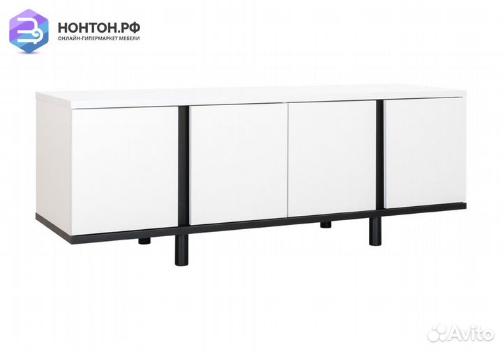 Тумба под тв Квадро 13.276 белый шагрень / черный