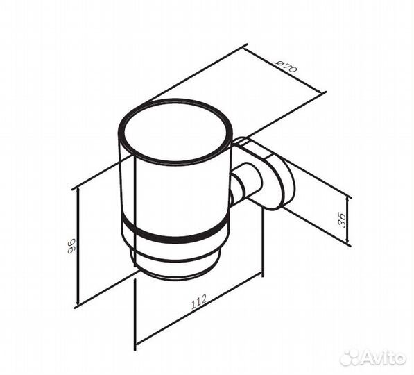 A7434300 Sense L, Стеклянный стакан с настенным д