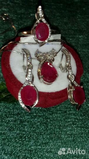 Натуральные рубины в серебре 925 комплект LUX