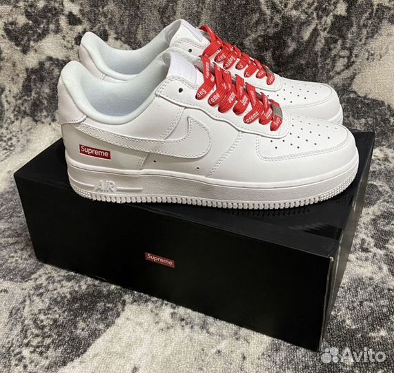 Кроссовки Nike Air Force 1 low x supreme белые