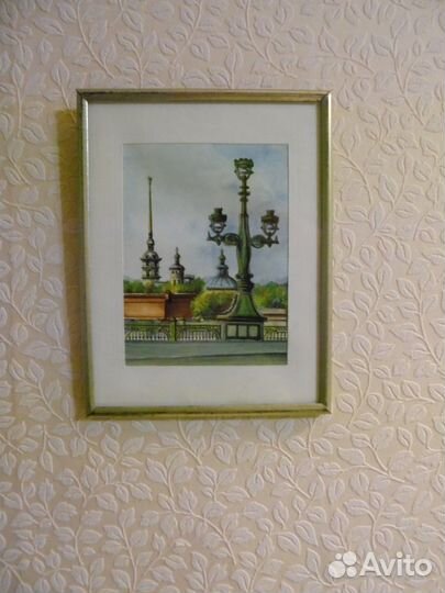 Раритет Цветн гравюра Петропавл крепость 11х 8 см