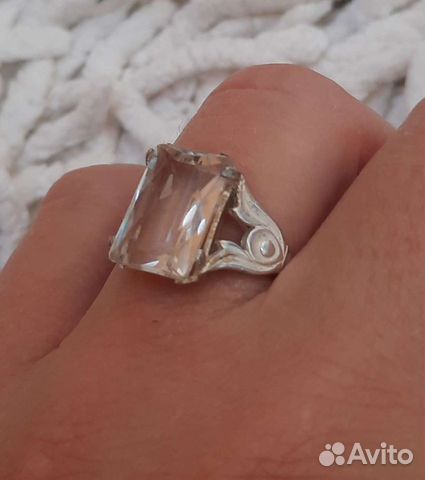 Серебряное кольцо СССР с горным хрусталем