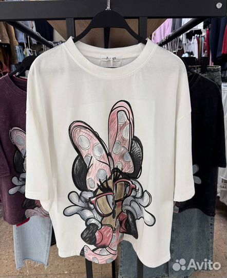 Футболка варенка Минни Маус оверсайз до 48