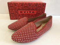 Evita слипоны лоферы новые красные с люверсами 40