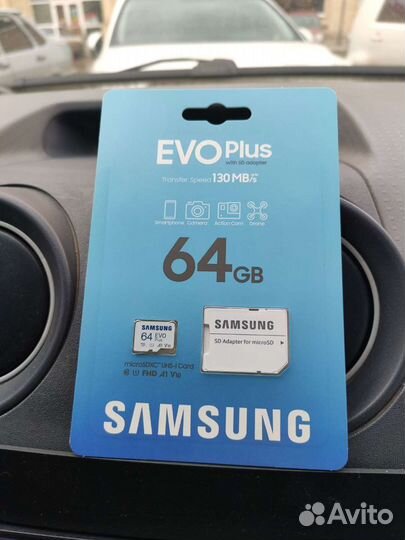 Карта памяти micro Samsung EVO plus 64 Гб, 130 мб