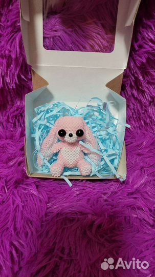 Зайчик из бисера(амигуруми)