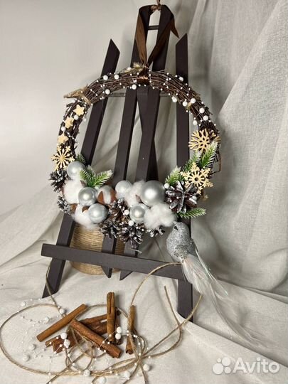 Новогодний венок ручной работы