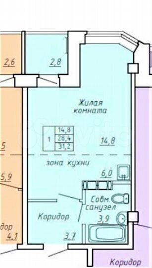 Квартира-студия, 31,2 м², 5/9 эт.