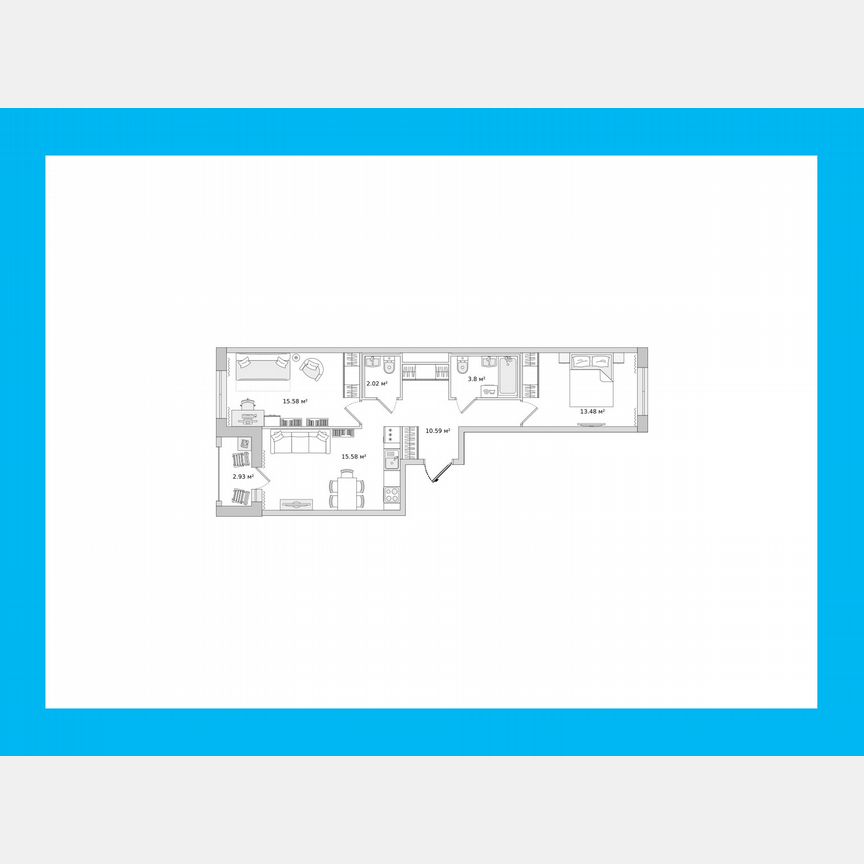 2-к. квартира, 56,2 м², 10/17 эт.