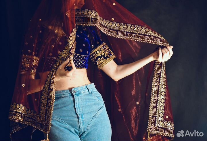 Чоли сари топ блузка бохо индия восток ретро
