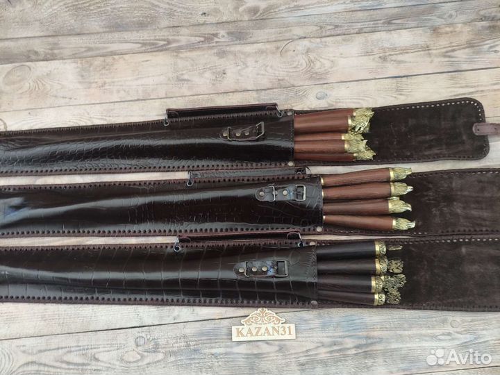 Набор элитных шампуров в колчане из натур кожи