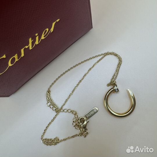 Cartier гвоздь подвеска с камнями золотая