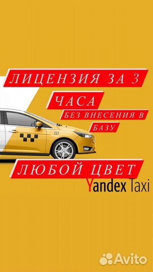 Лицензия для такси любой цвет